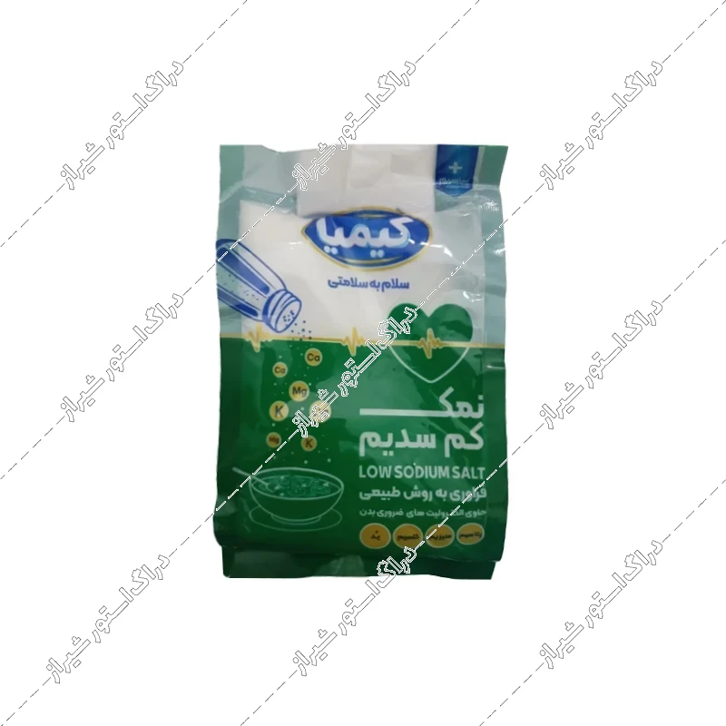 نمک کم سدیم کیمیا حاوی پتاسیم 500 گرم (نایلونی سبز)